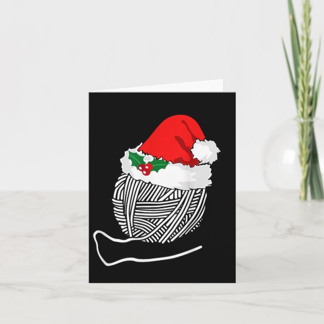 Carte Yarn Ball Santa Knitting T Shirt Christmas Women's (Devant)