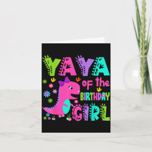 Carte Yaya du dinosaure saurus rex de la fille d'anniver