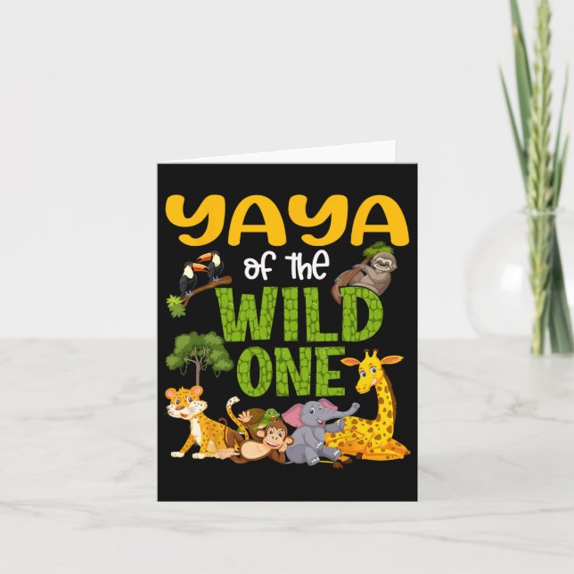 Carte Yaya Of The Wild One Zoo Anniversaire Safari Jungl (Devant)