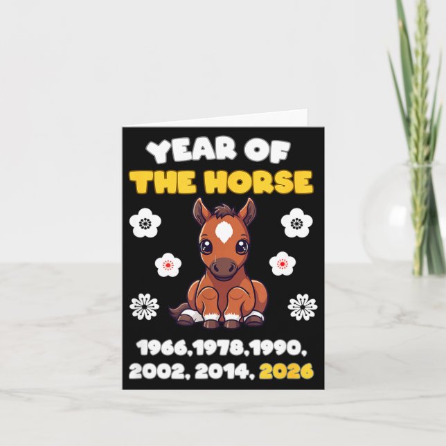 Carte Year Of Horse Cute Zodiac Animal 2026 Design  (Devant)
