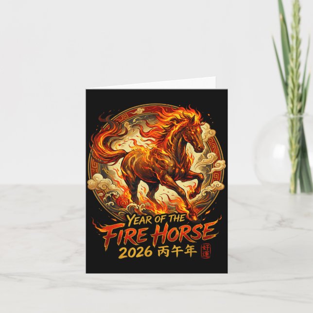 Carte Year Of The Fire Horse 2026 Chinese Zodiac Lunar N (Devant)