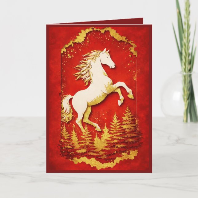 Carte Year of the Horse 2026 Red & Gold Greeting Card (Devant)