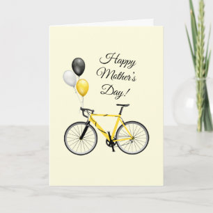 Carte Yellow Bicycle and balloons Mother’s Day