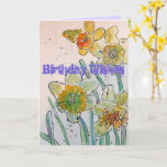 Carte Yellow Daffodil Spring Flower Watercolor Art Card<br><div class="desc">Yellow Daffodil Spring Flower Watercolour Art Card. Designed from my original garden photo & writing.</div>