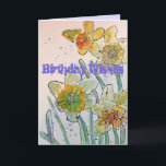 Carte Yellow Daffodil Spring Flower Watercolor Art Card<br><div class="desc">Yellow Daffodil Spring Flower Watercolour Art Card. Designed from my original garden photo & writing.</div>