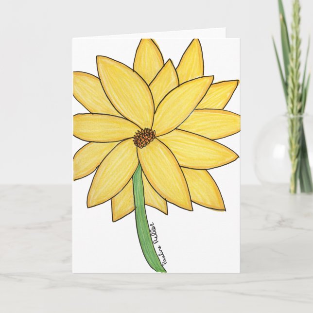 Carte Yellow Flower- Blank Folded Greeting Card (Devant)