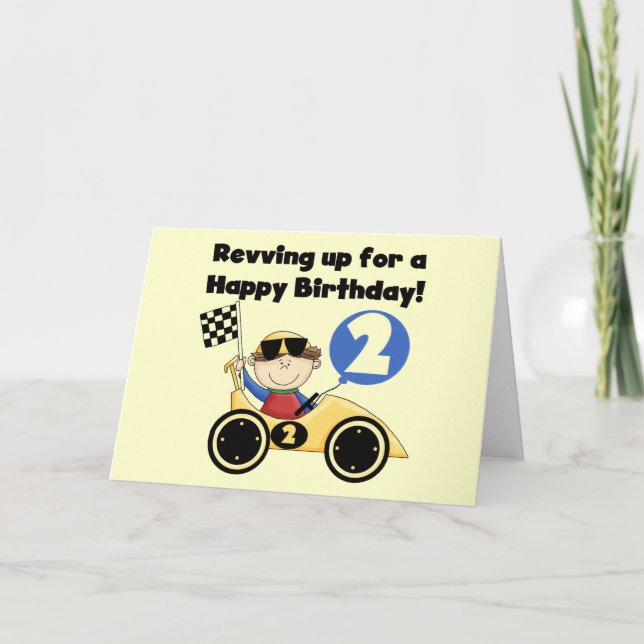 Carte Yellow Race Car 2e Anniversaire Tshirts et cadeaux (Devant)