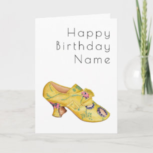 Carte Yellow shoe art deco birthday card