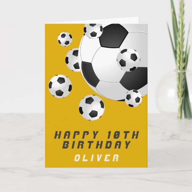 Carte Yellow Soccer Football Ball Boy Happy Birthday (Devant)