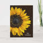 Carte yellow sunflower witater droplets on glass<br><div class="desc">Bright yellow sunflower with raindrops on glass for Daughter's birthday.</div>