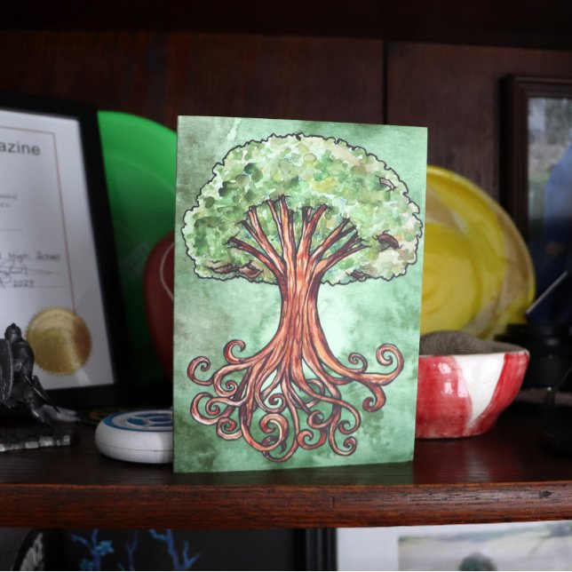 Carte Yggdrasil Arbre Norse Mythologie Aquarelle (Créateur téléchargé)