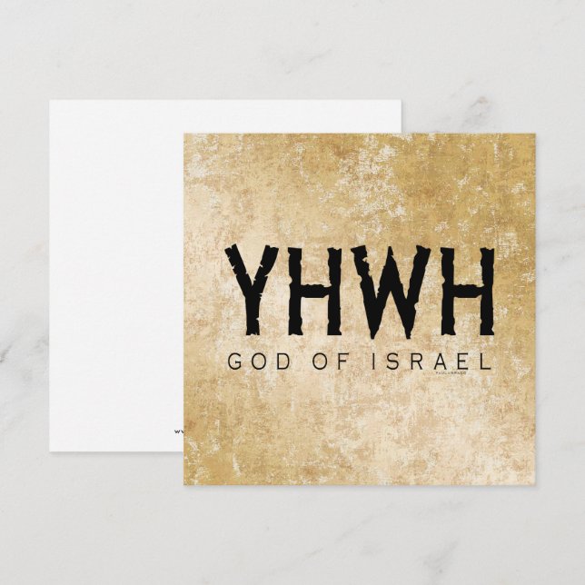 Carte YHWH (Yahvé, Éternel) Dieu Israël Tétragrammaton (Devant / Derrière)