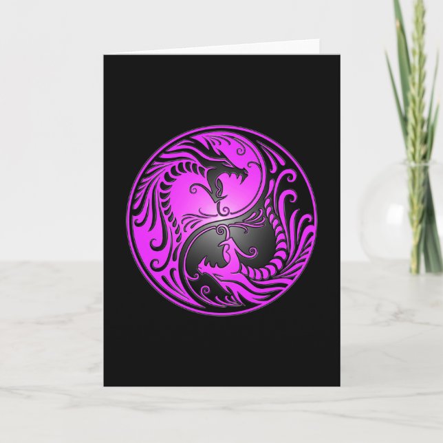 Carte Yin Yang Dragons, purple and black (Devant)