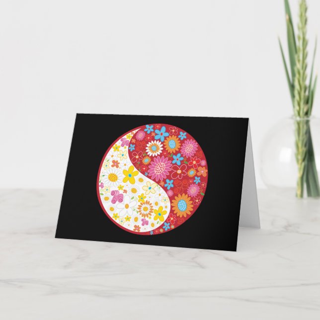 Carte Yin Yang Flowers Greeting Card (Devant)