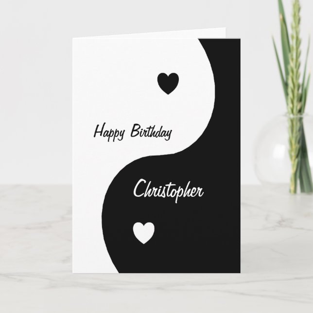 Carte Yin Yang Hearts Anniversaire (Devant)