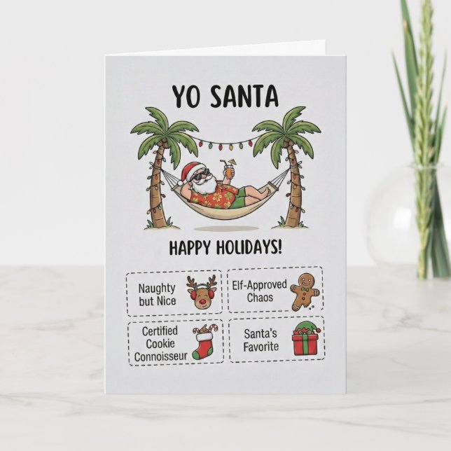 Carte Yo Santa Funny Summer Christmas Tropical Holiday (Devant)