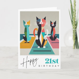 Carte Yoga Cats 21e Anniversaire