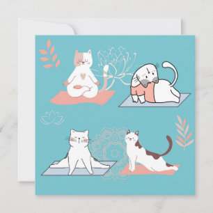 Carte Yoga Chats Lotus Anniversaire