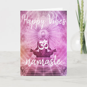 Carte Yoga Happy Vibes Namaste OM Greeting Card