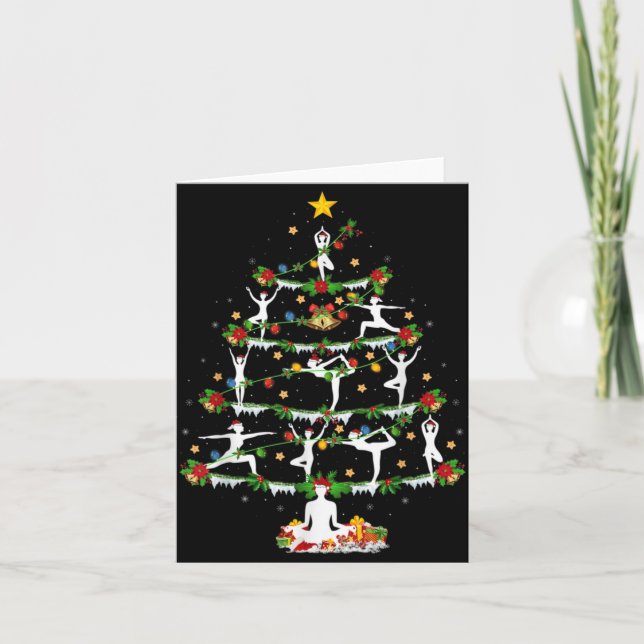 Carte Yoga Lover Xmas Lighting Yoga Christmas Tree T Shi (Devant)