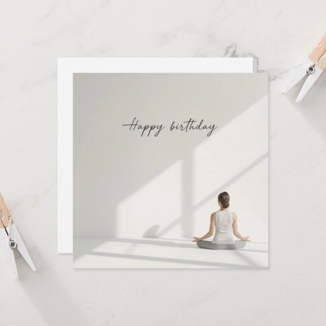 Carte Yoga Méditation pose Joyeux Anniversaire (Devant/Arrière en situation)