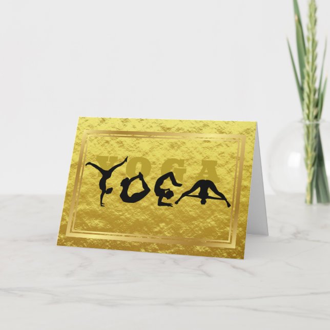 Carte Yoga Positions Golden Greeting Card (Devant)