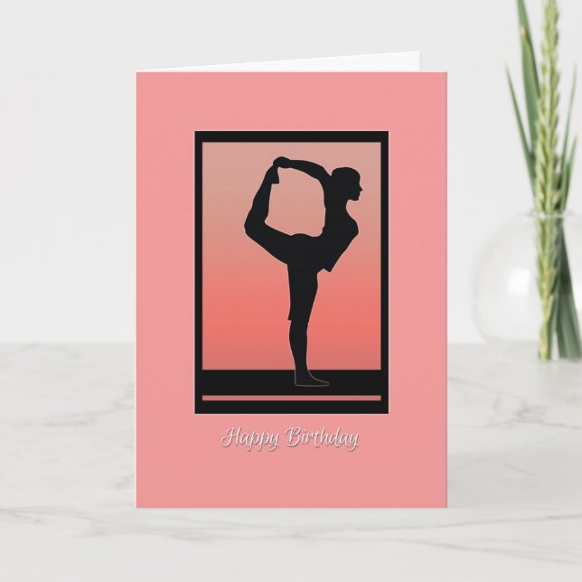 Carte Yoga silhouette et Sunset Birthday (Devant)