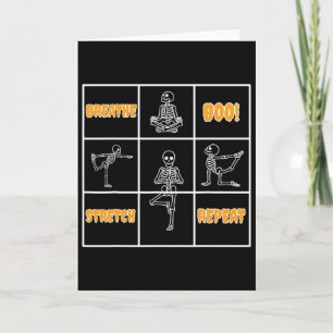 Carte Yoga squelette Halloween drôle respire fantôme éti