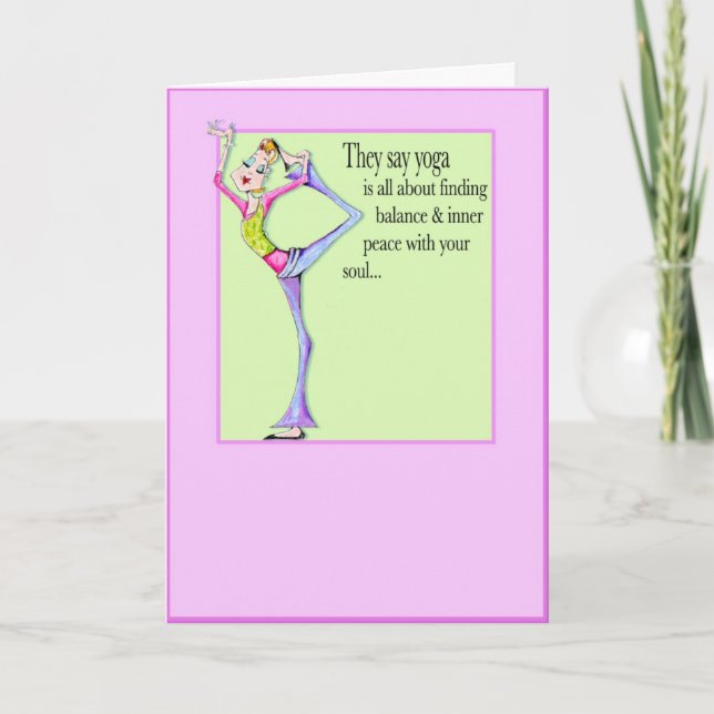 Carte #Yogahumor, #yogapose, #yogabirthday, amitié (Devant)