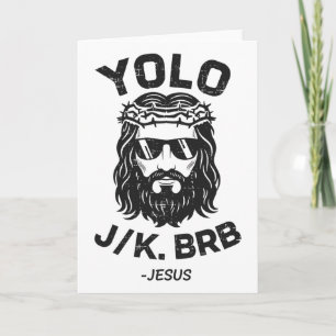 Carte Yolo Jk Brb Jésus jour de Pâques drôle Résurrectio