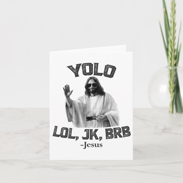 Carte Yolo Lol Jk Brb Jesus Drôle Pâques Chrétiens Resu (Devant)