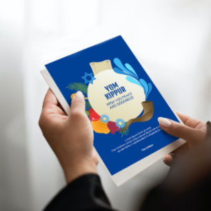 Carte Yom Kippour Cercle décoratif bleu graphique