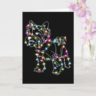 Carte Yorkie avec lumière de Noël Propriétaire de Yorkie