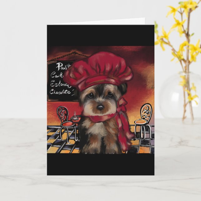 Carte Yorkie Chef  (Fleur jaune)