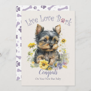 Carte Yorkie Chien Maman Adoption Florale