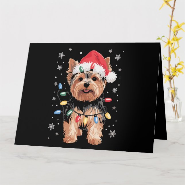 Carte Yorkie Christmas Chien Long Noël Cadeau (Fleur jaune)