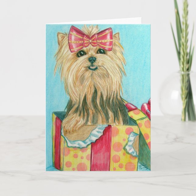 Carte Yorkie de Birthday (Devant)