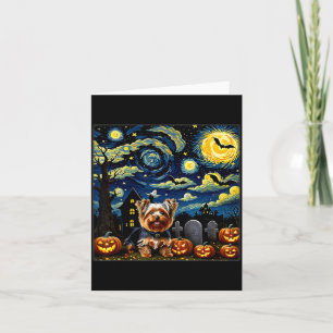 Carte Yorkie de Halloween effrayant Nuit étoilée