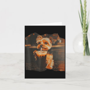 Carte Yorkie drôle buvant du café glacé mème de chien mi