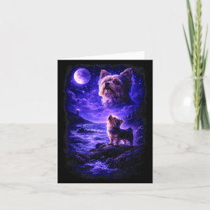 Carte Yorkie hurle à la Lune Vintage Drôle de Chien