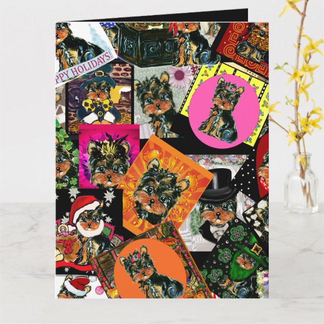 CARTE YORKIE POO (Fleur jaune)