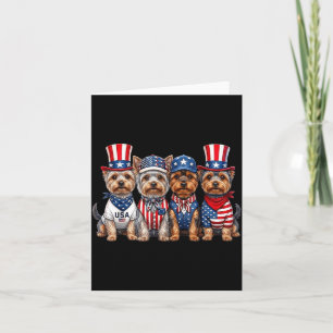 Carte Yorkshire Terrier 4 juillet Patriotique Drôle Homm