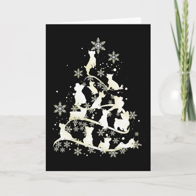 Carte Yorkshire Terrier Arbre de Noël Chien Joyeux Noël (Devant)