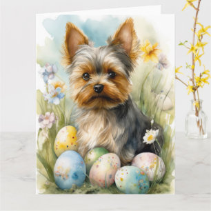 Carte Yorkshire Terrier Chien Avec Oeufs De Pâques Vacan