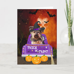 Carte yorkshire terrier Chien dans Halloween Camion