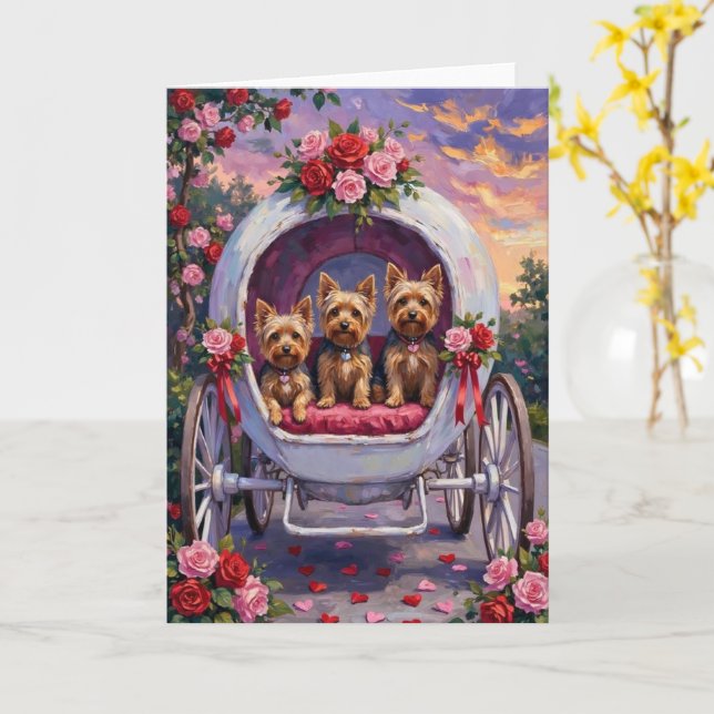 Carte Yorkshire Terrier Chien de la Saint-Valentin (Fleur jaune)