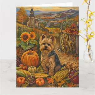 Carte Yorkshire Terrier Chien Moisson Automne Moisson Th
