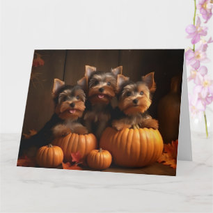 Carte Yorkshire Terrier Chiot Automne Citrouille délice