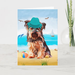 Carte Yorkshire Terrier Dog sur la plage
