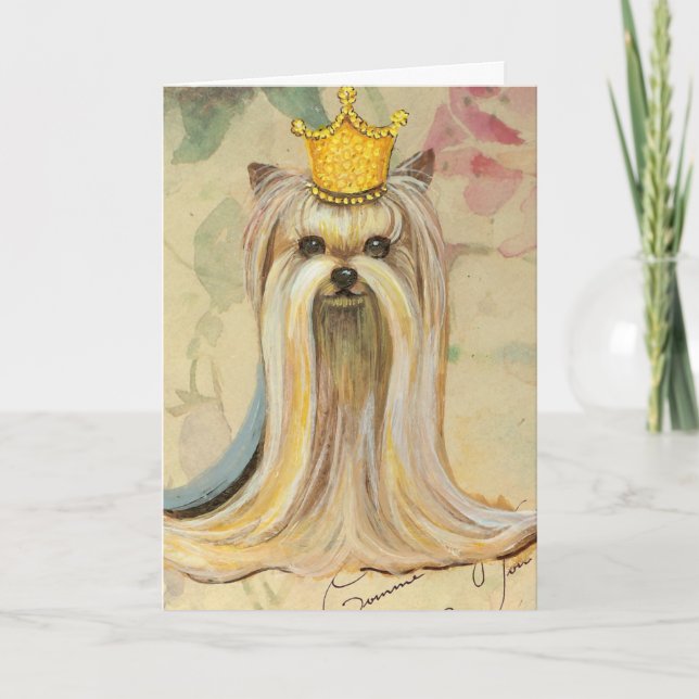 Carte Yorkshire Terrier Princesse en Rose (Devant)